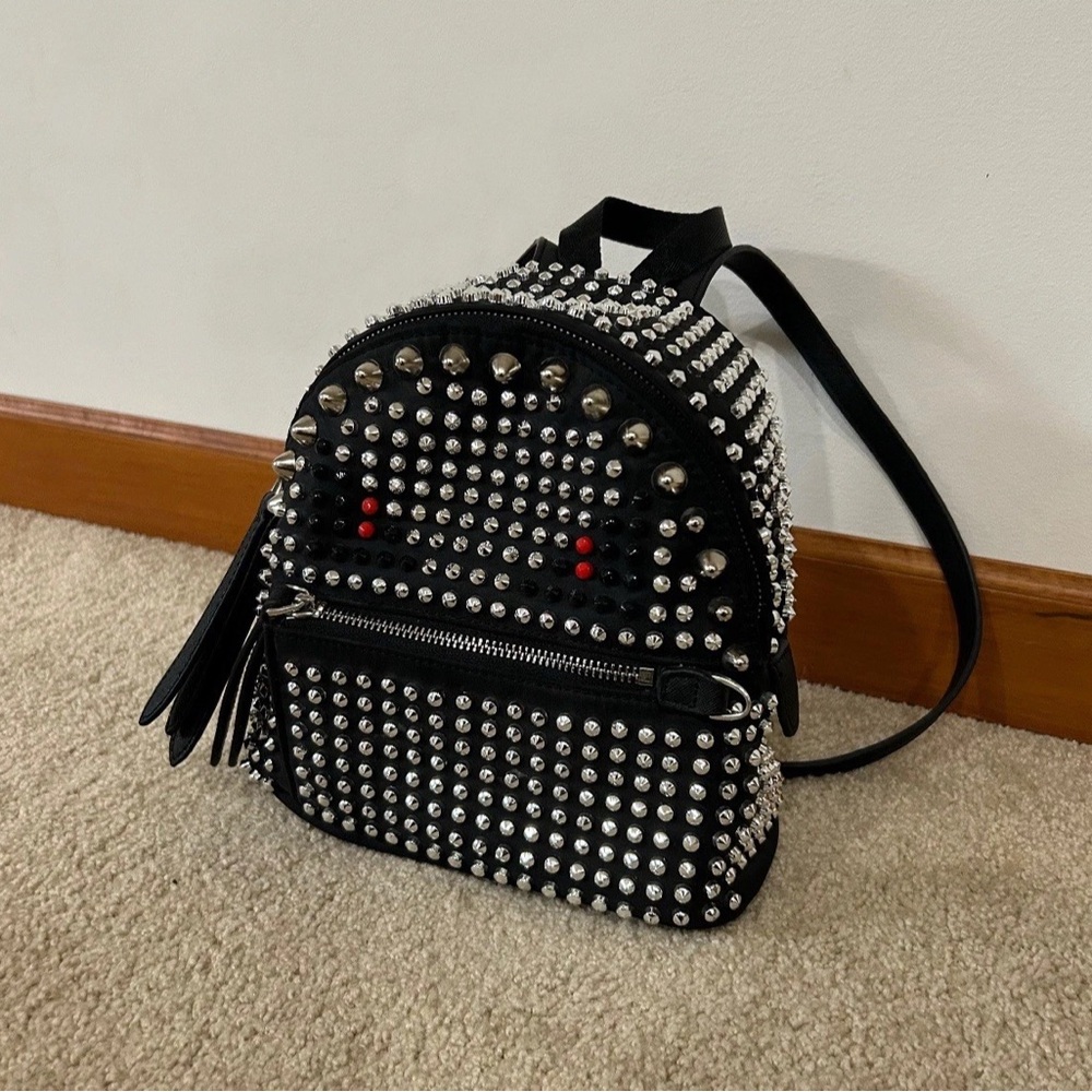 Authentic FENDI Black Nylon Monster Studs Mini Black Backpack